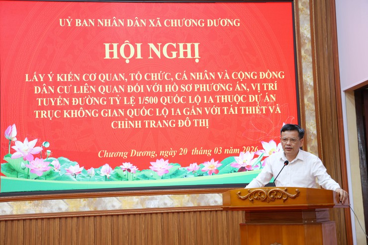 Chương Dương lấy ý kiến Nhân dân phương án tuyến tỷ lệ 1/500 Dự án trục không gian Quốc lộ 1A gắn với chỉnh trang và tái thiết đô thị.- Ảnh 5.