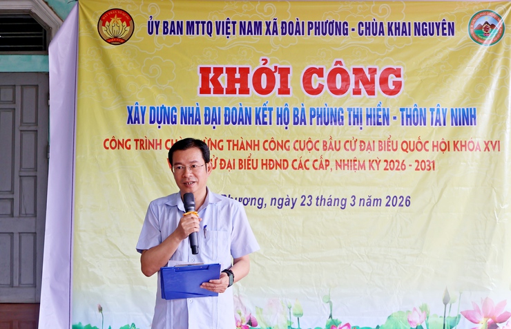 Xã Đoài Phương khởi công xây nhà Đại đoàn kết chào mừng thành công cuộc bầu cử- Ảnh 1.