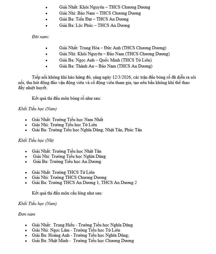 Giải thi đấu thể thao: Chào mừng cuộc bầu cử đại biểu Quốc hội khóa XVI và đại biểu Hội đồng nhân dân các cấp nhiệm kỳ 2026 – 2031,  hướng tới kỷ niệm 80 năm Ngày Thể thao Việt Nam (27/3/1946 – 27/3/2026)
- Ảnh 3.