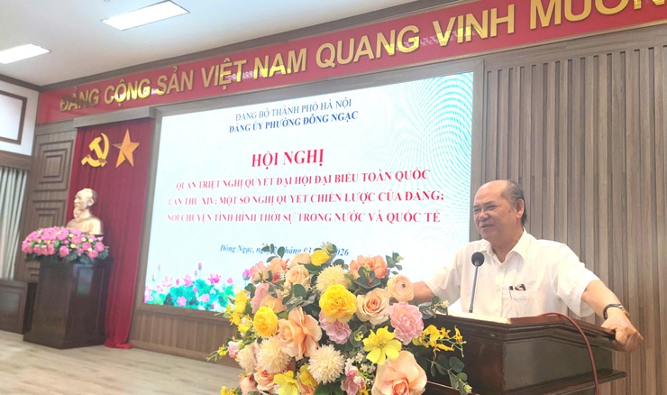 Đảng ủy phường Đông Ngạc tổ chức Hội nghị quán triệt Nghị quyết Đại hội đại biểu toàn quốc lần thứ XIV, một số Nghị quyết chiến lược của Đảng và thông tin tình hình thời sự trong nước, quốc tế- Ảnh 2.