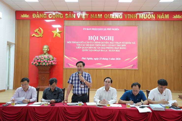 Hội nghị đối thoại giữa Cấp ủy, Chính quyền, Mặt trận tổ quốc xã Phú Nghĩa với các hộ dân thôn Đồi 1 có đất thu hồi thực hiện Dự án cải tạo, nâng cấp Quốc lộ 6 đoạn Ba La – Xuân Mai- Ảnh 2.