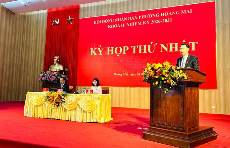 Kỳ họp thứ Nhất HĐND phường Hoàng Mai: Kiện toàn nhân sự chủ chốt- Ảnh 5.