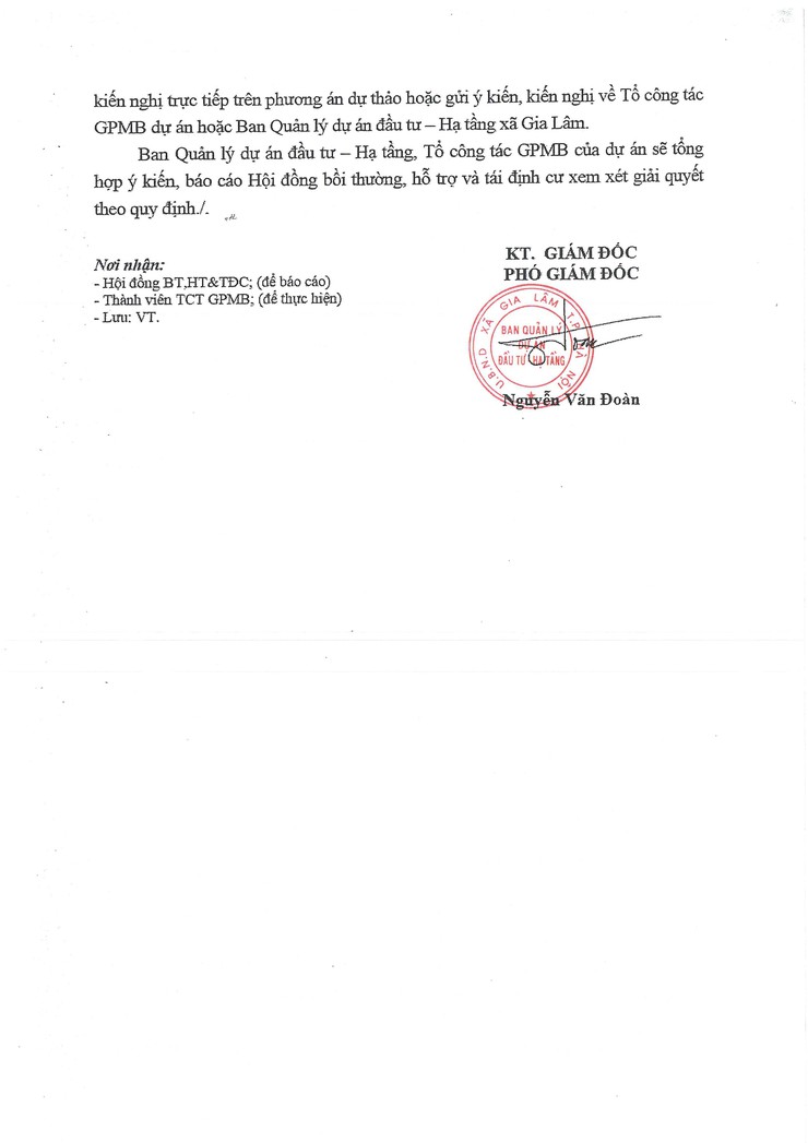 Thông báo niêm yết công khai 23 dự thảo phương án bồi thường, hỗ trợ khi Nhà nước thu hồi đất để thực hiện dự án Xây dựng tuyến đường đê hữu đuống đoạn dốc Lời - Đặng Xá đến xã Lệ Chi, huyện Gia Lâm. - Ảnh 2.