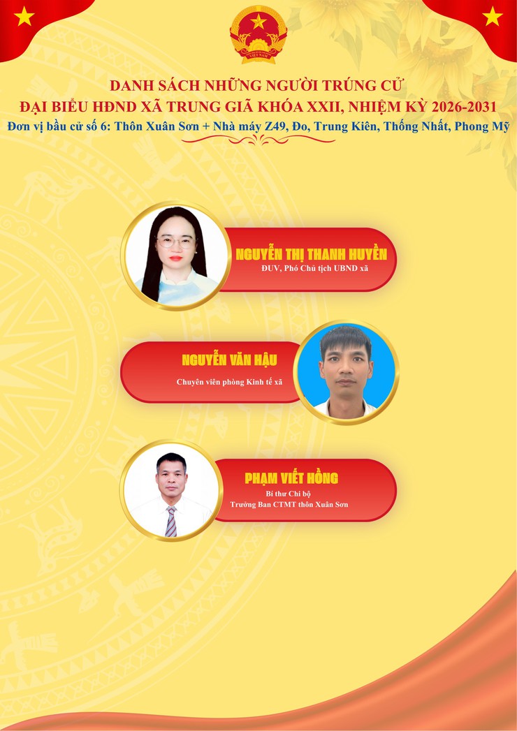 DANH SÁCH NHỮNG NGƯỜI TRÚNG CỬ ĐẠI BIỂU HĐND XÃ TRUNG GIÃ KHOÁ XXII- Ảnh 5.