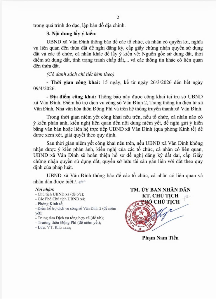 Thông báo về việc niêm yết công khai hồ sơ đăng ký đất đai, cấp giấy chứng nhận quyền sử dụng đất, quyền sở hữu tài sản gắn liền với đất đối với ông Đỗ Văn
Biên- Ảnh 2.