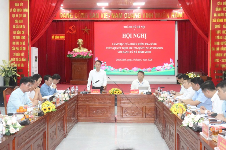 Đoàn kiểm tra số 08 của Thành uỷ Hà Nội làm việc với Đảng uỷ xã Bình Minh- Ảnh 1.