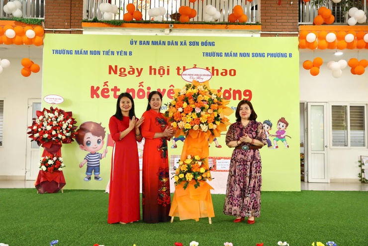 Sơn Đồng: “Ngày hội Thể thao - Kết nối yêu thương” giữa trường Mầm non Tiền Yên B và trường Mầm non Song Phương B- Ảnh 1.