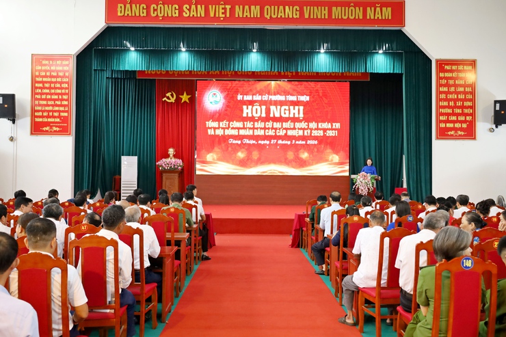 Phường Tùng Thiện tổng kết công tác bầu cử Đại biểu Quốc hội khóa XVI và Đại biểu HĐND các cấp nhiệm kỳ 2026–2031- Ảnh 2.