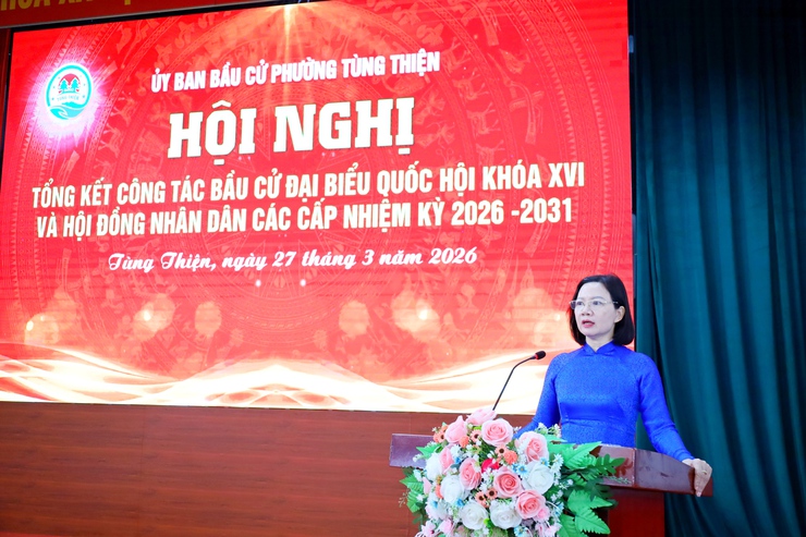 Phường Tùng Thiện tổng kết công tác bầu cử Đại biểu Quốc hội khóa XVI và Đại biểu HĐND các cấp nhiệm kỳ 2026–2031- Ảnh 3.