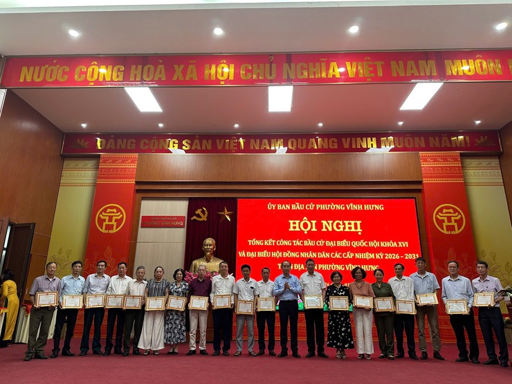 ỦY BAN BẦU CỬ PHƯỜNG VĨNH HƯNG TỔ CHỨC HỘI NGHỊ TỔNG KẾT CÔNG TÁC BẦU CỬ ĐẠI BIỂU QUỐC HỘI KHÓA XVI VÀ ĐẠI BIỂU HĐND CÁC CẤP NHIỆM KỲ 2026-2031- Ảnh 3.