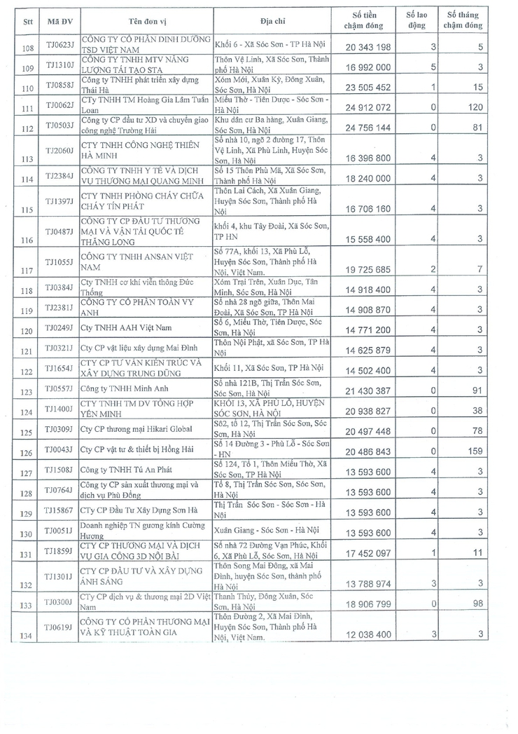DANH SÁCH CÁC ĐƠN VỊ CHẬM ĐÓNG BHXH, BHYT, BHTN- Ảnh 5.