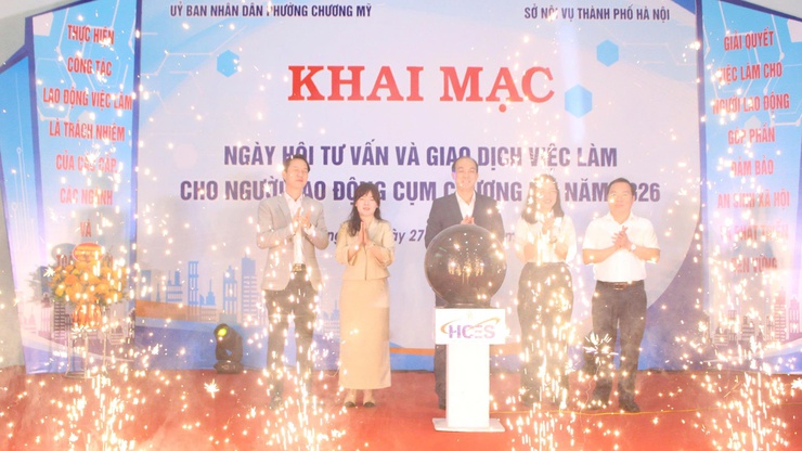 Khai mạc Ngày hội tư vấn và giao dịch việc làm cụm Chương Mỹ năm 2026- Ảnh 1.