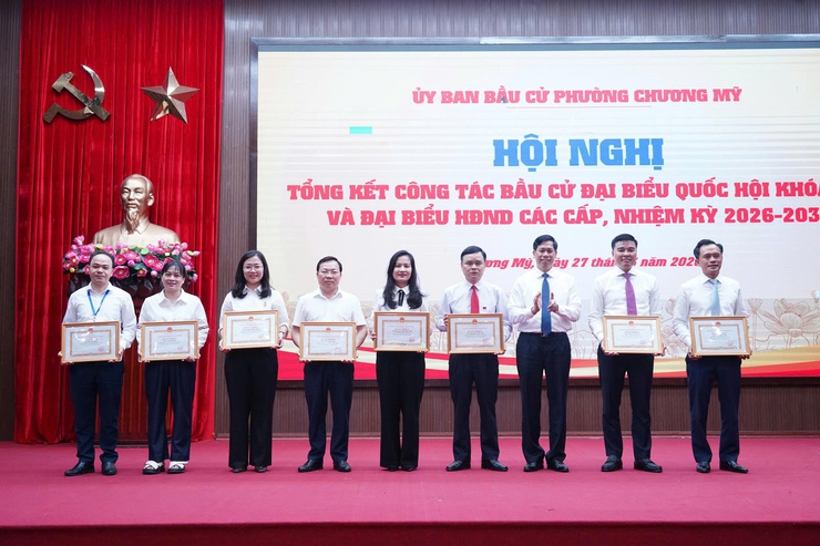 Phường Chương Mỹ tổng kết công tác bầu cử đại biểu Quốc hội khóa XVI và đại biểu Hội đồng nhân dân các cấp nhiệm kỳ 2026–2031- Ảnh 10.