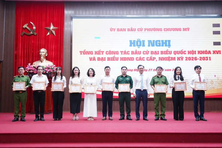 Phường Chương Mỹ tổng kết công tác bầu cử đại biểu Quốc hội khóa XVI và đại biểu Hội đồng nhân dân các cấp nhiệm kỳ 2026–2031- Ảnh 11.