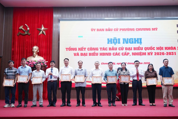 Phường Chương Mỹ tổng kết công tác bầu cử đại biểu Quốc hội khóa XVI và đại biểu Hội đồng nhân dân các cấp nhiệm kỳ 2026–2031- Ảnh 14.