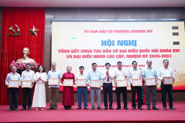 Phường Chương Mỹ tổng kết công tác bầu cử đại biểu Quốc hội khóa XVI và đại biểu Hội đồng nhân dân các cấp nhiệm kỳ 2026–2031- Ảnh 15.