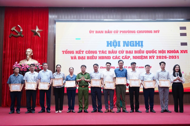 Phường Chương Mỹ tổng kết công tác bầu cử đại biểu Quốc hội khóa XVI và đại biểu Hội đồng nhân dân các cấp nhiệm kỳ 2026–2031- Ảnh 16.