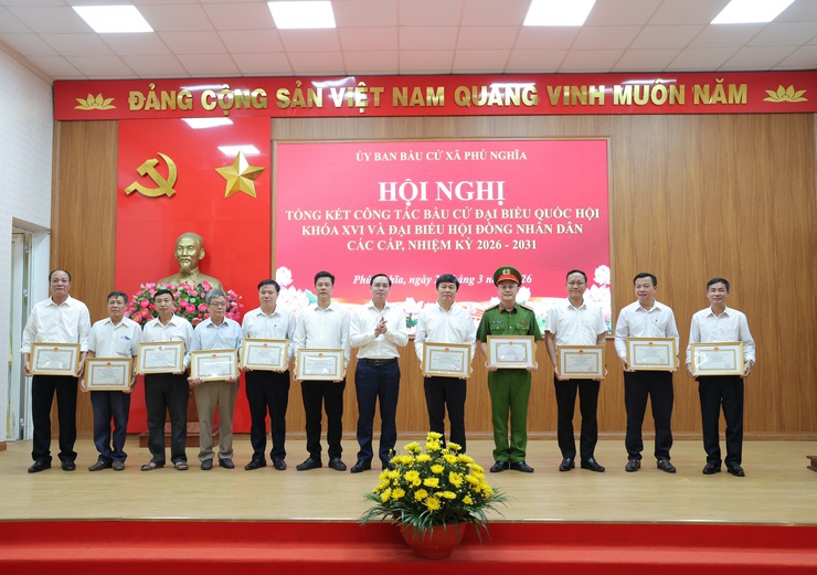 Xã Phú Nghĩa tổng kết công tác bầu cử đại biểu Quốc hội khóa XVI và đại biểu HĐND các cấp nhiệm kỳ 2026 – 2031- Ảnh 9.