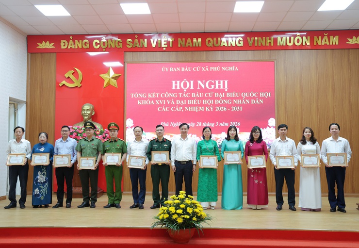 Xã Phú Nghĩa tổng kết công tác bầu cử đại biểu Quốc hội khóa XVI và đại biểu HĐND các cấp nhiệm kỳ 2026 – 2031- Ảnh 13.