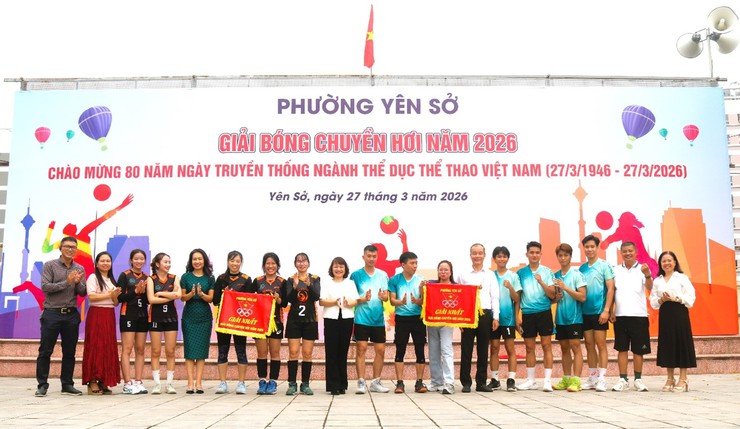 Sôi nổi Giải bóng chuyền hơi phường Yên Sở năm 2026: Lan tỏa phong trào thể dục thể thao quần chúng- Ảnh 6.