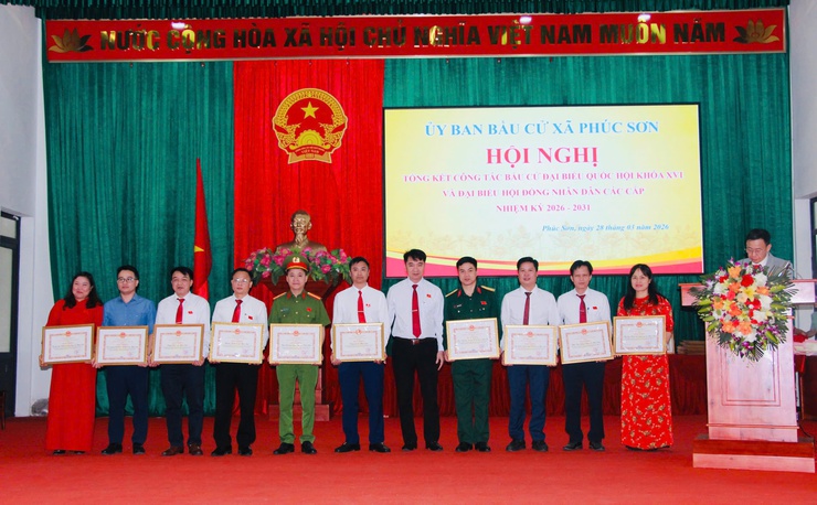 Hội nghị tổng kết công tác bầu cử đại biểu Quốc hội khóa XVI và đại biểu HĐND các cấp nhiệm kỳ 2026 – 2031 tại xã Phúc Sơn- Ảnh 2.