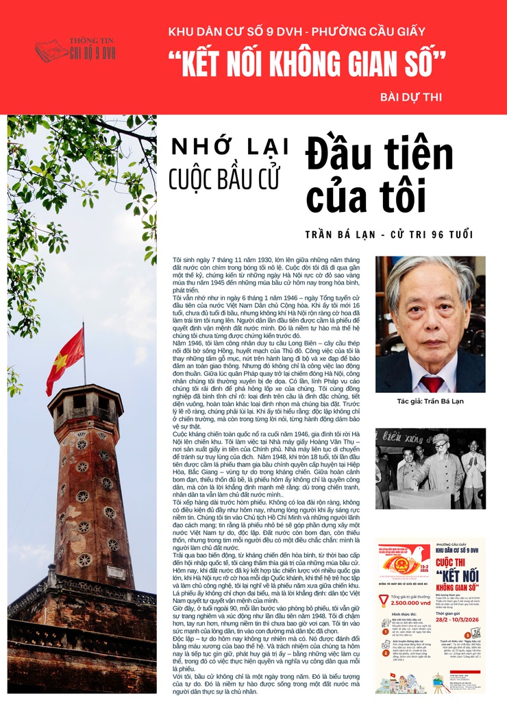 CỬ TRI 96 TUỔI PHƯỜNG CẦU GIẤY HƯỞNG ỨNG CUỘC THI “KẾT NỐI KHÔNG GIAN SỐ” - NGỌN LỬA TRÁCH NHIỆM LAN TỎA TỪ THẾ HỆ VÀNG- Ảnh 1.