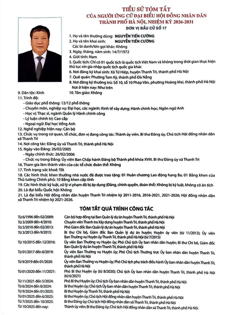 Tiểu sử những người ứng cử đại biểu HĐND thành phố Hà Nội khóa XVII, nhiệm kỳ 2026-2031, đơn vị bầu cử số 17- Ảnh 3.