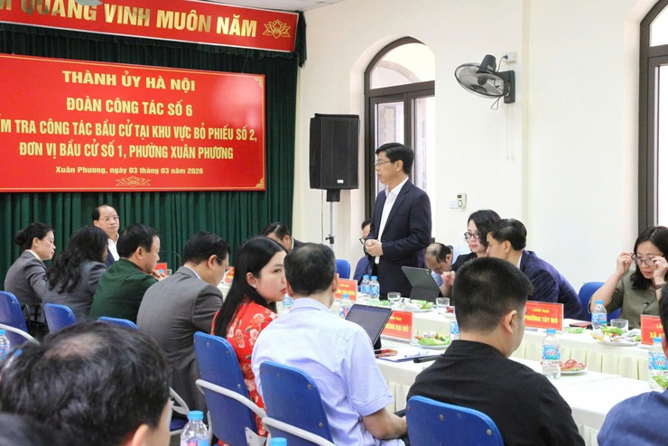 Đoàn công tác số 06 Thành ủy Hà Nội kiểm tra công tác chuẩn bị bầu cử tại phường Xuân Phương- Ảnh 4.