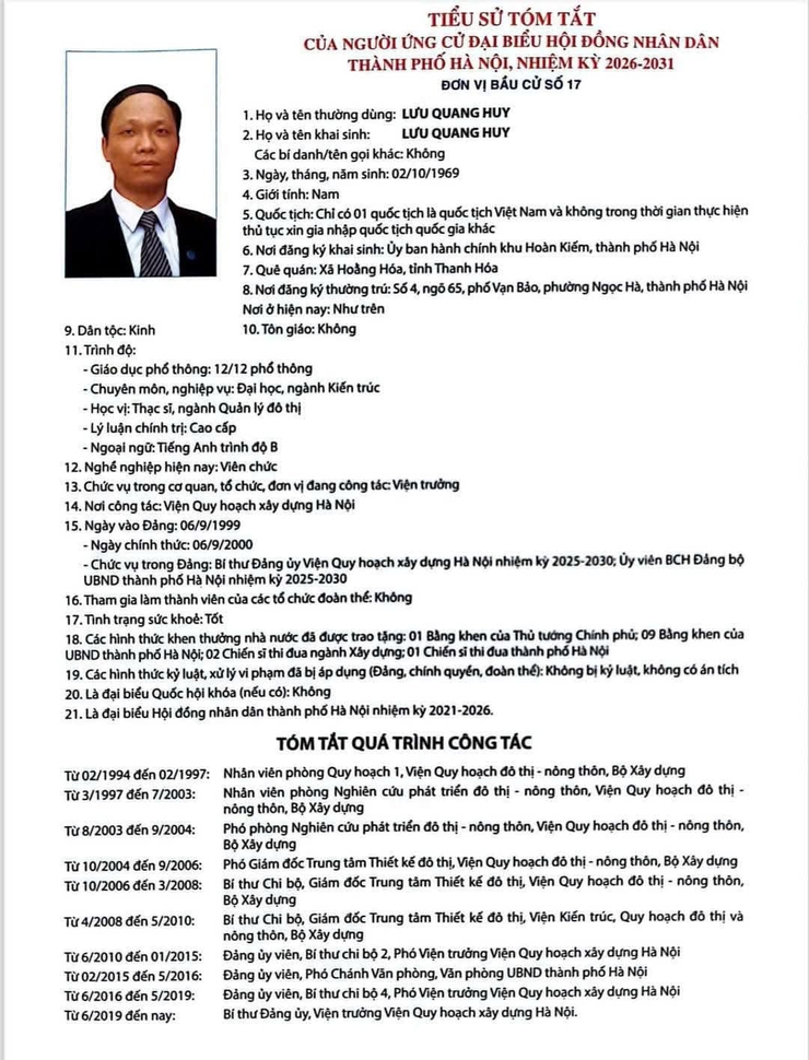 Tiểu sử những người ứng cử đại biểu HĐND thành phố Hà Nội khóa XVII, nhiệm kỳ 2026-2031, đơn vị bầu cử số 17- Ảnh 4.