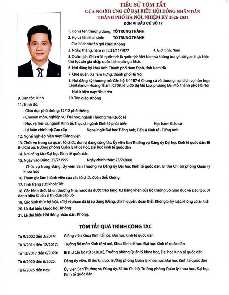 Tiểu sử những người ứng cử đại biểu HĐND thành phố Hà Nội khóa XVII, nhiệm kỳ 2026-2031, đơn vị bầu cử số 17- Ảnh 5.