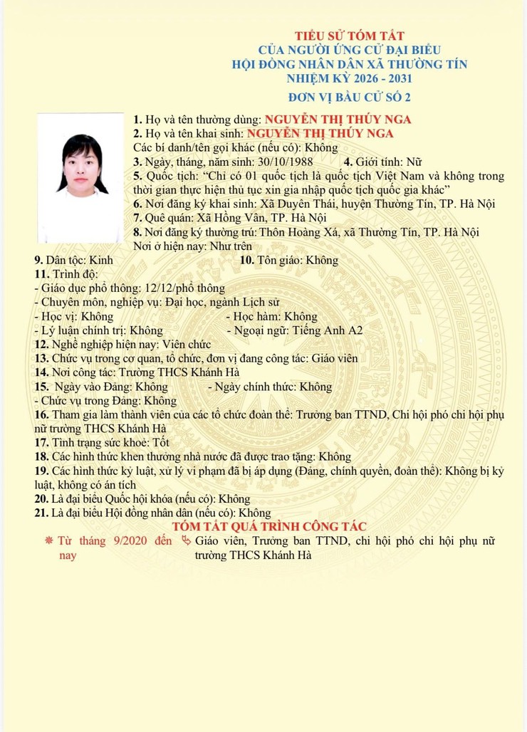 Danh sách và tiểu sử tóm tắt những người ứng cử đại biểu HĐND xã Thường Tín khoá II, nhiệm kỳ 2026 -2031 tại đơn vị bầu cử số 02- Ảnh 4.