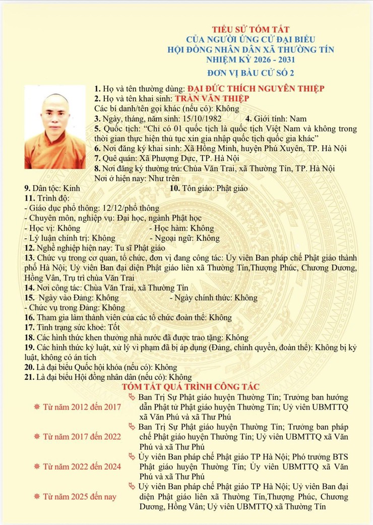 Danh sách và tiểu sử tóm tắt những người ứng cử đại biểu HĐND xã Thường Tín khoá II, nhiệm kỳ 2026 -2031 tại đơn vị bầu cử số 02- Ảnh 7.