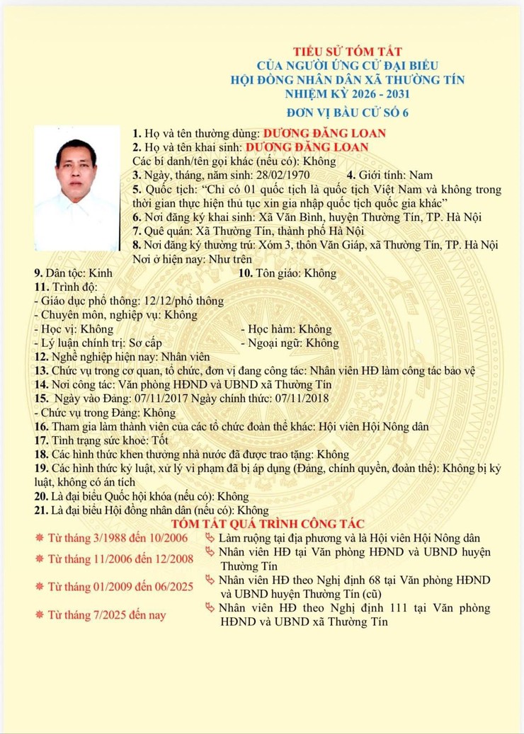 Danh sách và tiểu sử tóm tắt những người ứng cử đại biểu HĐND xã Thường Tín khoá II, nhiệm kỳ 2026 -2031 tại đơn vị bầu cử số 06- Ảnh 3.