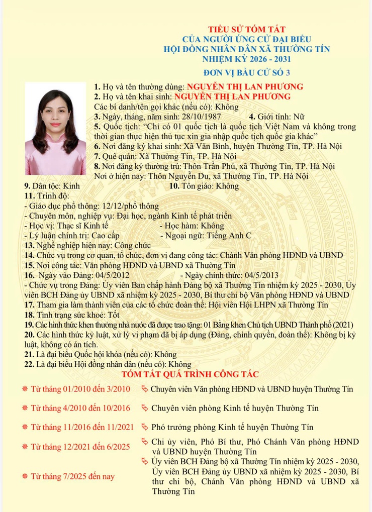 Danh sách và tiểu sử tóm tắt những người ứng cử đại biểu HĐND xã Thường Tín khoá II, nhiệm kỳ 2026-2031 tại đơn vị bầu cử số 03- Ảnh 3.