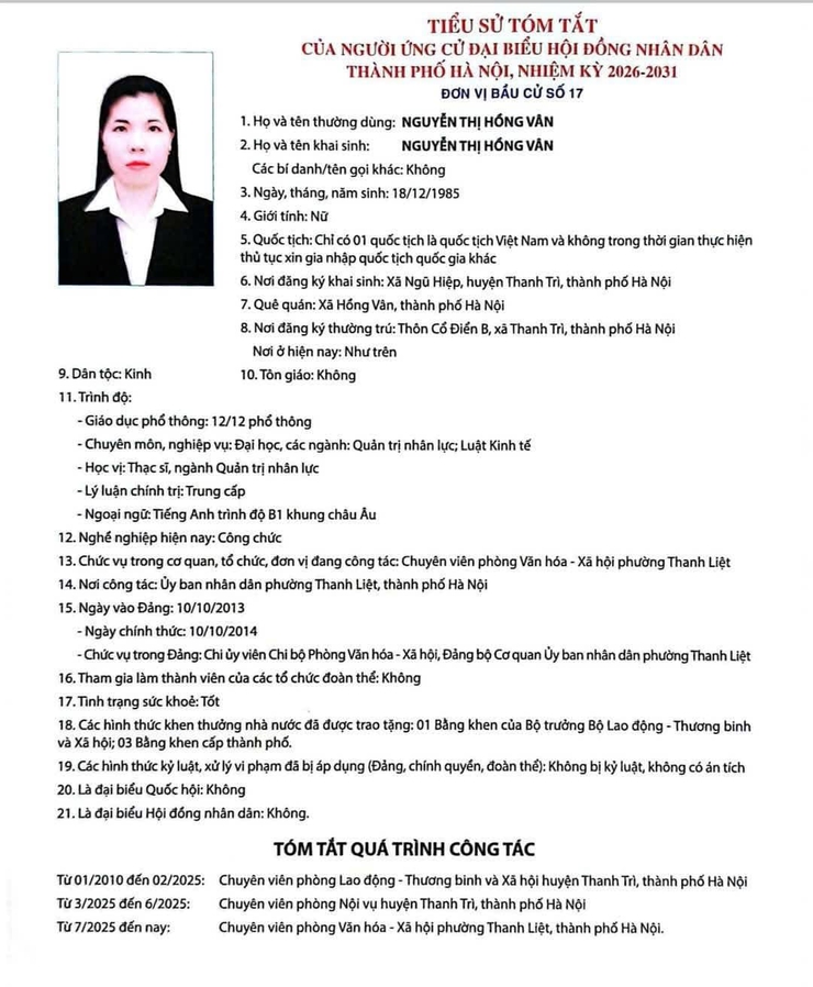 Tiểu sử những người ứng cử đại biểu HĐND thành phố Hà Nội khóa XVII, nhiệm kỳ 2026-2031, đơn vị bầu cử số 17- Ảnh 9.