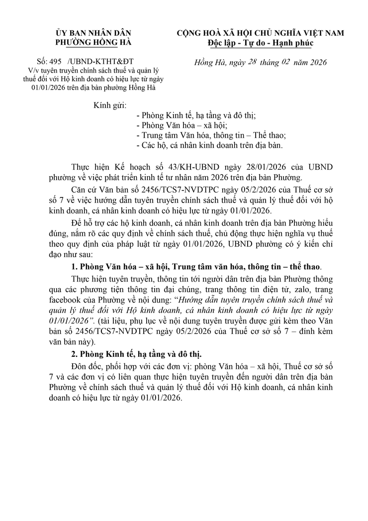 PHƯỜNG HỒNG HÀ TĂNG CƯỜNG TUYÊN TRUYỀN CHÍNH SÁCH THUẾ ĐỐI VỚI HỘ, CÁ NHÂN KINH DOANH CÓ HIỆU LỰC TỪ NGÀY 01/01/2026- Ảnh 1.