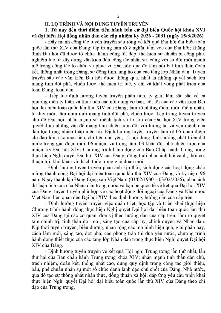 Đảng ủy phường Hồng Hà ban hành Kế hoạch tuyên truyền sau Đại hội XIV của Đảng gắn với tuyên truyền bầu cử đại biểu Quốc hội khóa XVI và HĐND các cấp nhiệm kỳ 2026 – 2031- Ảnh 2.