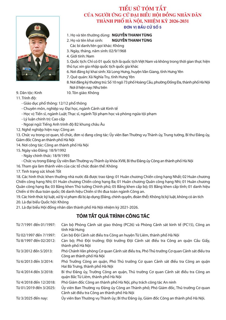 CÔNG KHAI TIỂU SỬ TÓM TẮT NGƯỜI ỨNG CỬ ĐẠI BIỂU HĐND THÀNH PHỐ HÀ NỘI KHÓA XVII, NHIỆM KỲ 2026-2031- Ảnh 5.