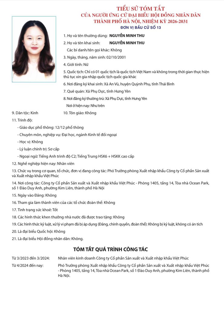 Tiểu sử tóm tắt người ứng cử đại biểu Hội đồng nhân dân thành phố Hà Nội khóa XVII - đơn vị bầu cử số 13- Ảnh 8.