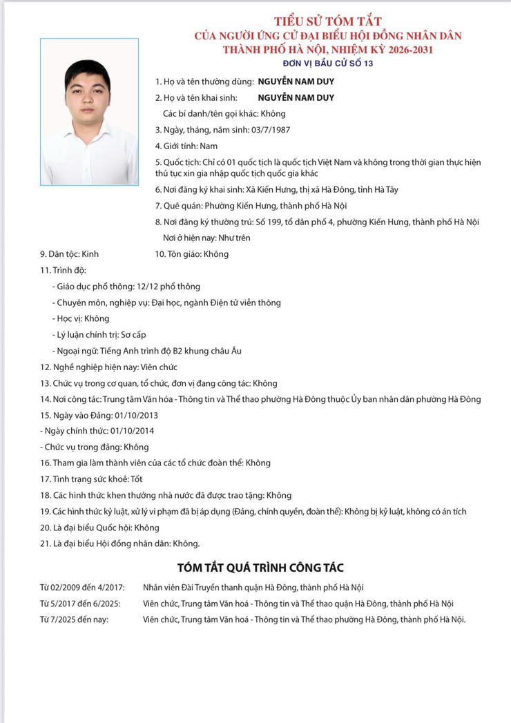 Tiểu sử tóm tắt người ứng cử đại biểu Hội đồng nhân dân thành phố Hà Nội khóa XVII - đơn vị bầu cử số 13- Ảnh 3.