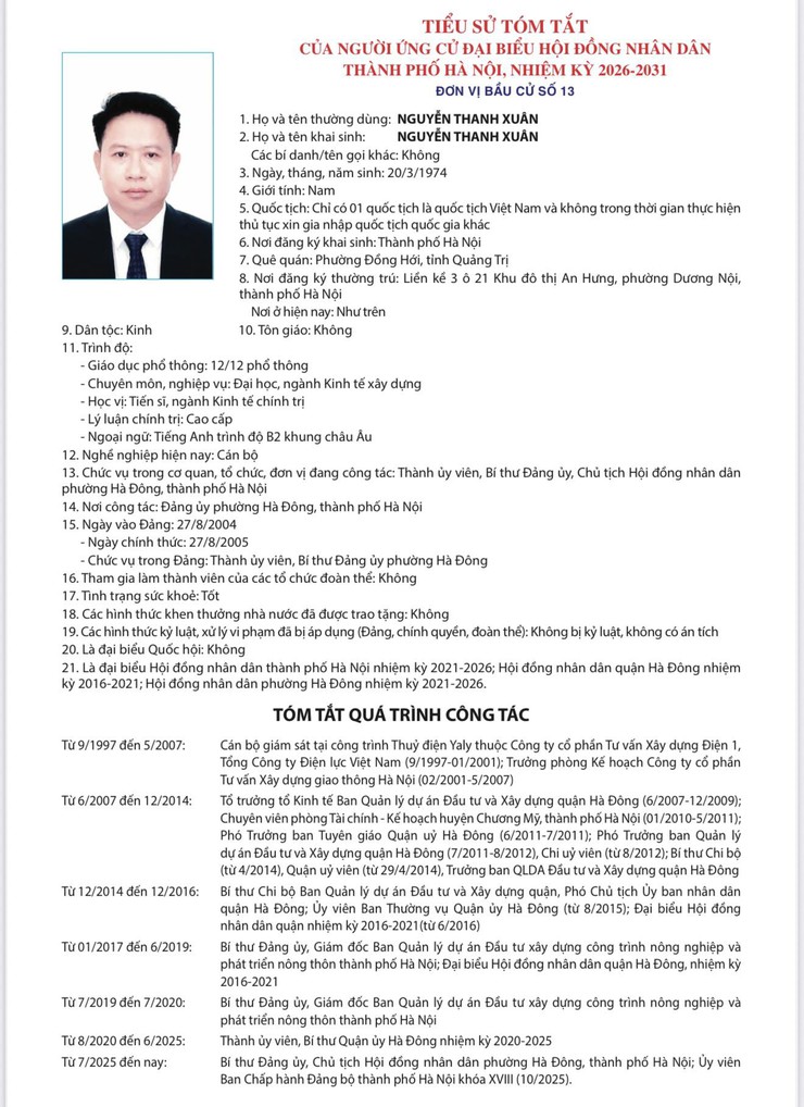 Tiểu sử tóm tắt người ứng cử đại biểu Hội đồng nhân dân thành phố Hà Nội khóa XVII - đơn vị bầu cử số 13- Ảnh 9.