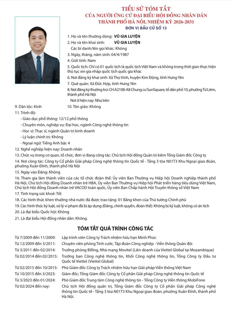 Tiểu sử tóm tắt người ứng cử đại biểu Hội đồng nhân dân thành phố Hà Nội khóa XVII - đơn vị bầu cử số 13- Ảnh 7.