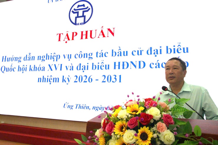 Ứng Thiên tập huấn nghiệp vụ bầu cử, bảo đảm tổ chức bầu cử đúng luật, an toàn và hiệu quả- Ảnh 1.