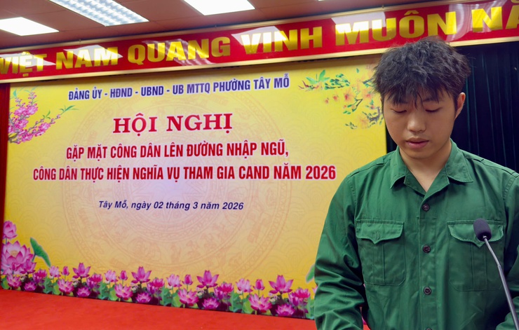 Phường Tây Mỗ gặp mặt, động viên công dân lên đường nhập ngũ năm 2026

- Ảnh 7.
