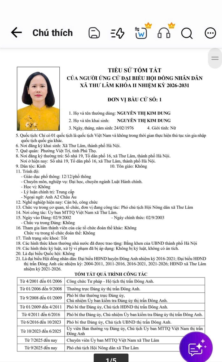 DANH SÁCH NHỮNG NGƯỜI ỨNG CỬ ĐẠI BIỂU HĐND XÃ THƯ LÂM KHÓA II, NHIỆM KỲ 2021-2026- Ảnh 1.