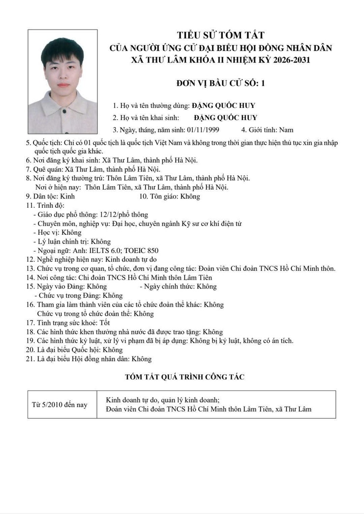 DANH SÁCH NHỮNG NGƯỜI ỨNG CỬ ĐẠI BIỂU HĐND XÃ THƯ LÂM KHÓA II, NHIỆM KỲ 2021-2026- Ảnh 4.