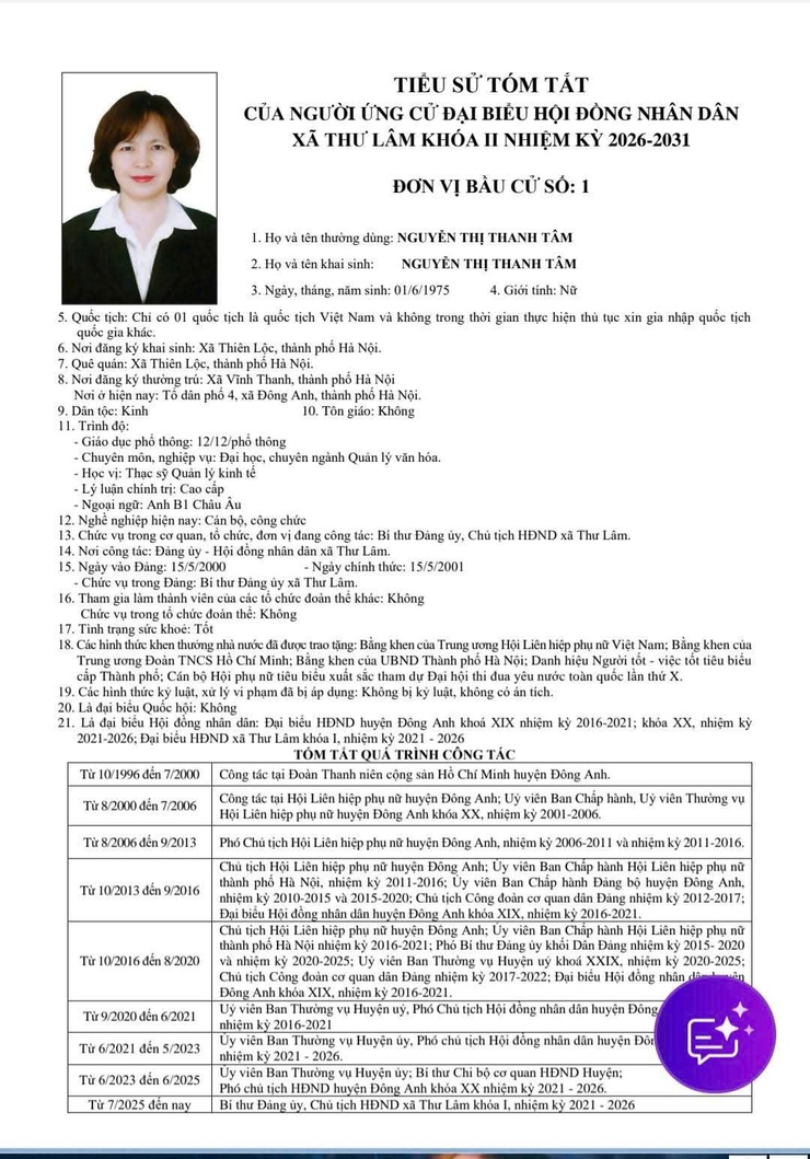 DANH SÁCH NHỮNG NGƯỜI ỨNG CỬ ĐẠI BIỂU HĐND XÃ THƯ LÂM KHÓA II, NHIỆM KỲ 2021-2026- Ảnh 5.
