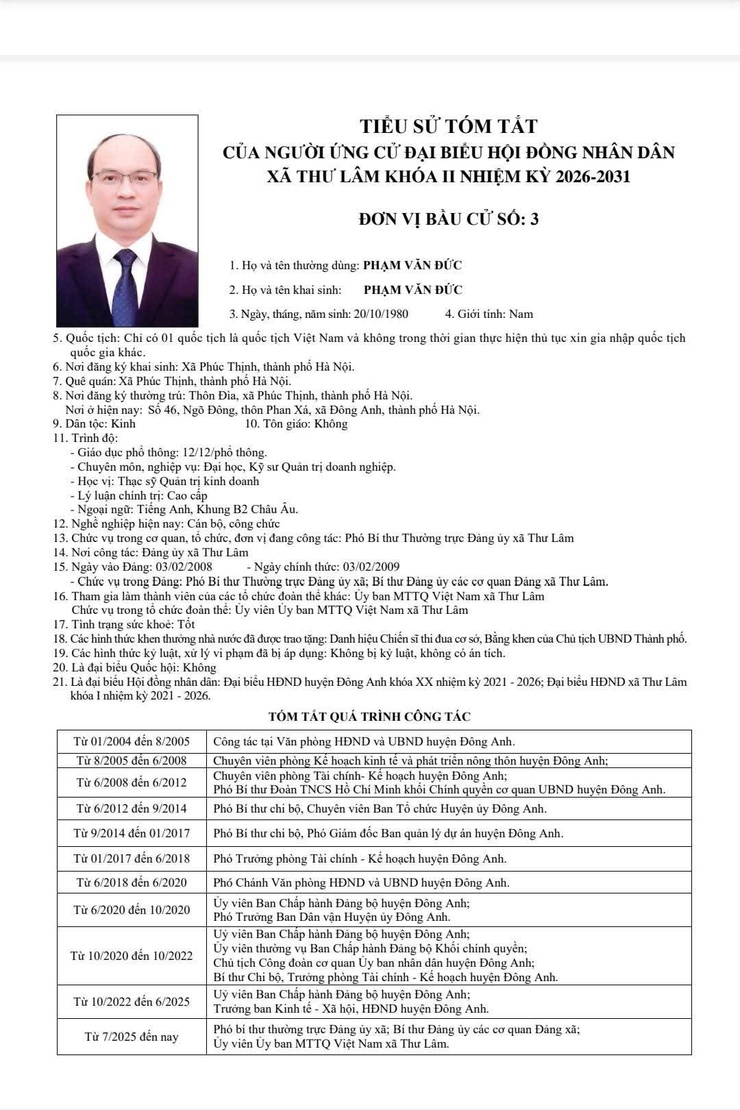 DANH SÁCH NHỮNG NGƯỜI ỨNG CỬ ĐẠI BIỂU HĐND XÃ THƯ LÂM KHÓA II, NHIỆM KỲ 2021-2026- Ảnh 9.