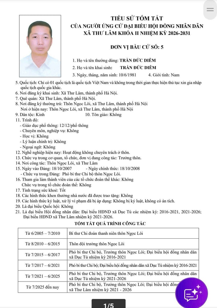 DANH SÁCH NHỮNG NGƯỜI ỨNG CỬ ĐẠI BIỂU HĐND XÃ THƯ LÂM KHÓA II, NHIỆM KỲ 2021-2026- Ảnh 23.