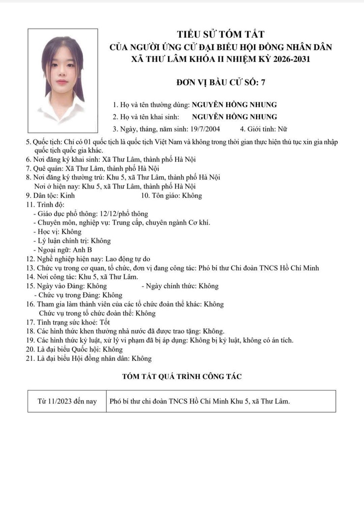 DANH SÁCH NHỮNG NGƯỜI ỨNG CỬ ĐẠI BIỂU HĐND XÃ THƯ LÂM KHÓA II, NHIỆM KỲ 2021-2026- Ảnh 31.